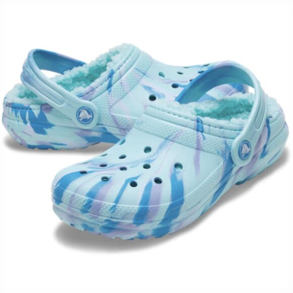 NEW Crocs Kids' Sizes 11-1 Classic Lined Marbled Clog - Glacier - Picture 2 of 6